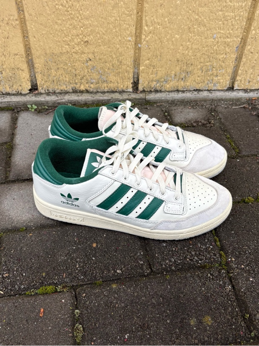 adidas White and Green Low-Top Sneakers
